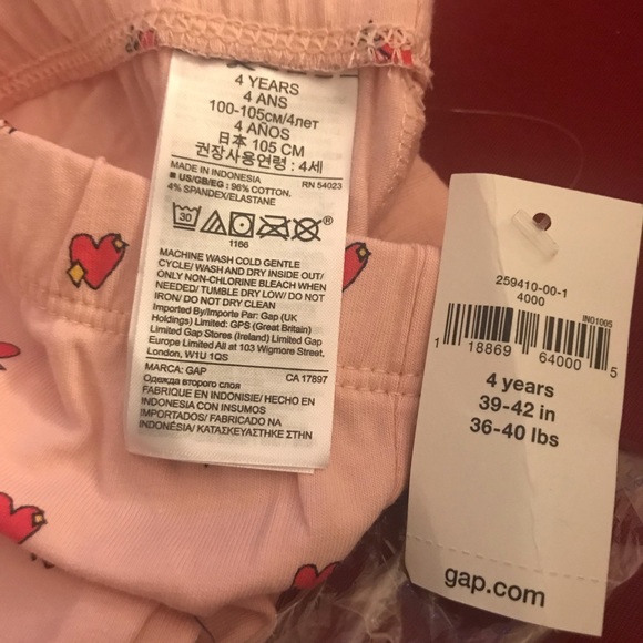 ❌SOLD❌New GAP baby Leggings- Pink with Hearts 4T - Picture 4 of 4
